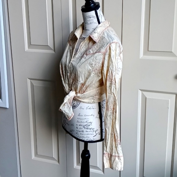 Y2K Arizona Jean Button Down Floral Western Shirt Cowgirl - L Juniors - Picture 11 of 16